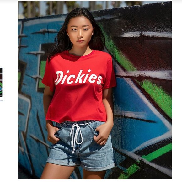 Dickies Tops - NWT - DICKIES - Red Crop Short Sleeve Graphic Logo